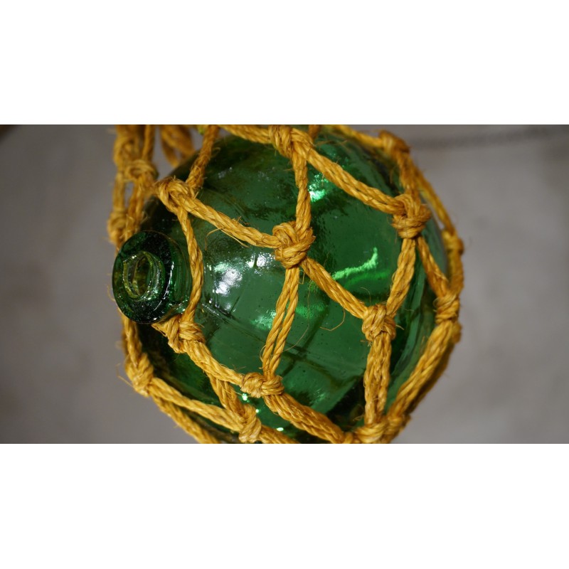 Ban Uitpakken overzee Mooi origineel vissers kruikje in touw - groen glas