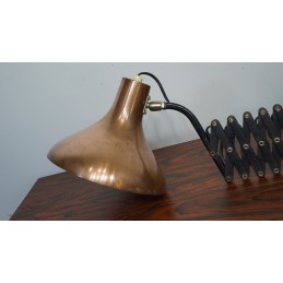 Prachtige vintage schaarlamp met koperen kap