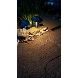 Vintage (60s) Tuinverlichting paddestoelen met groene kap